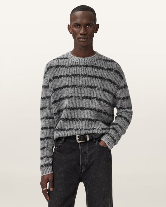 Grey/Black Color Dissolved Crew Knit from AllSaints