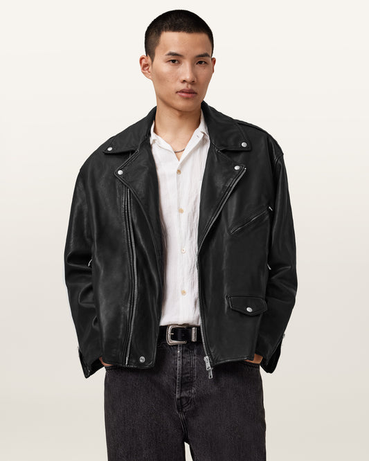Black Color Bradford Biker Leather Jacket from AllSaints