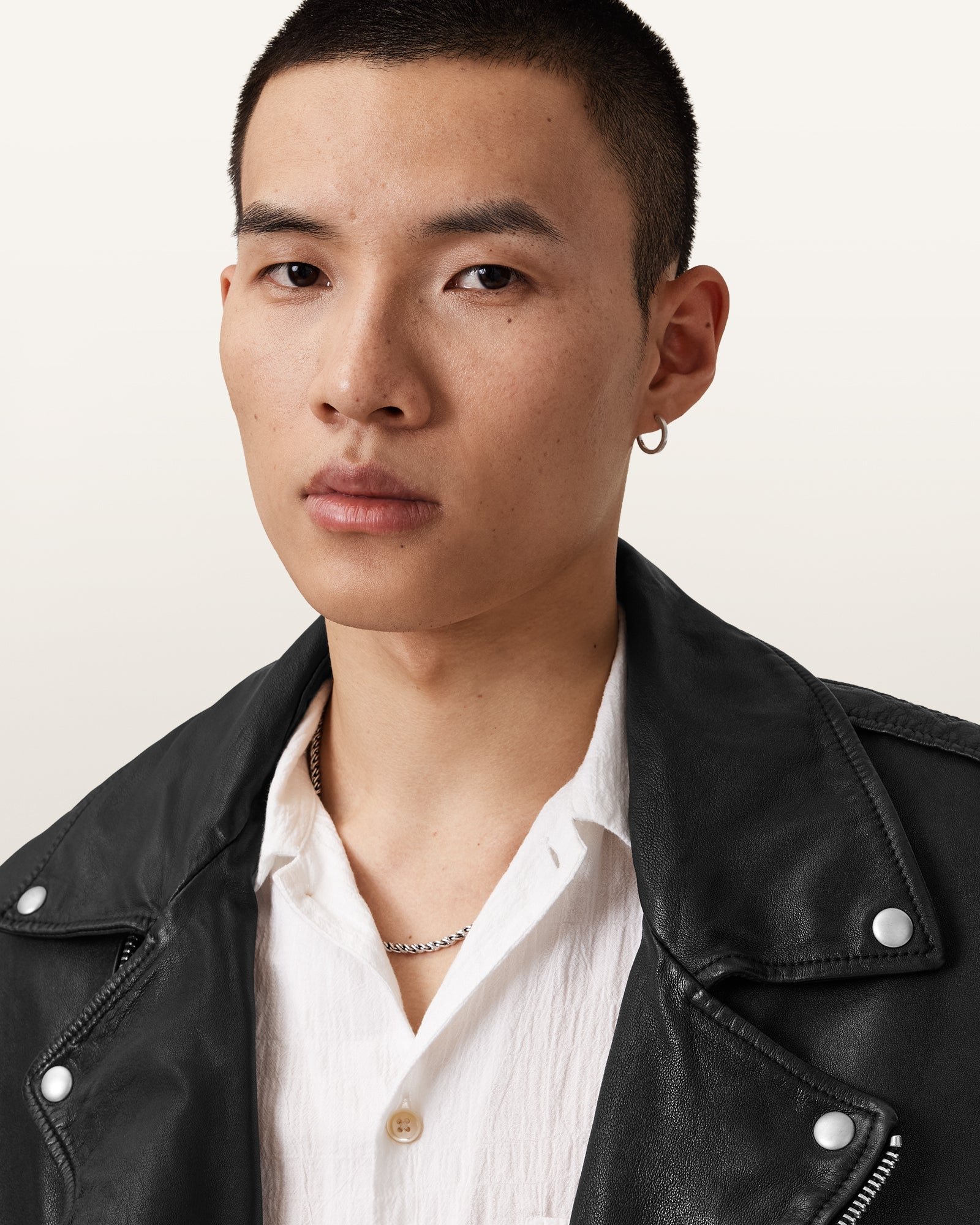 Black Color Bradford Biker Leather Jacket from AllSaints