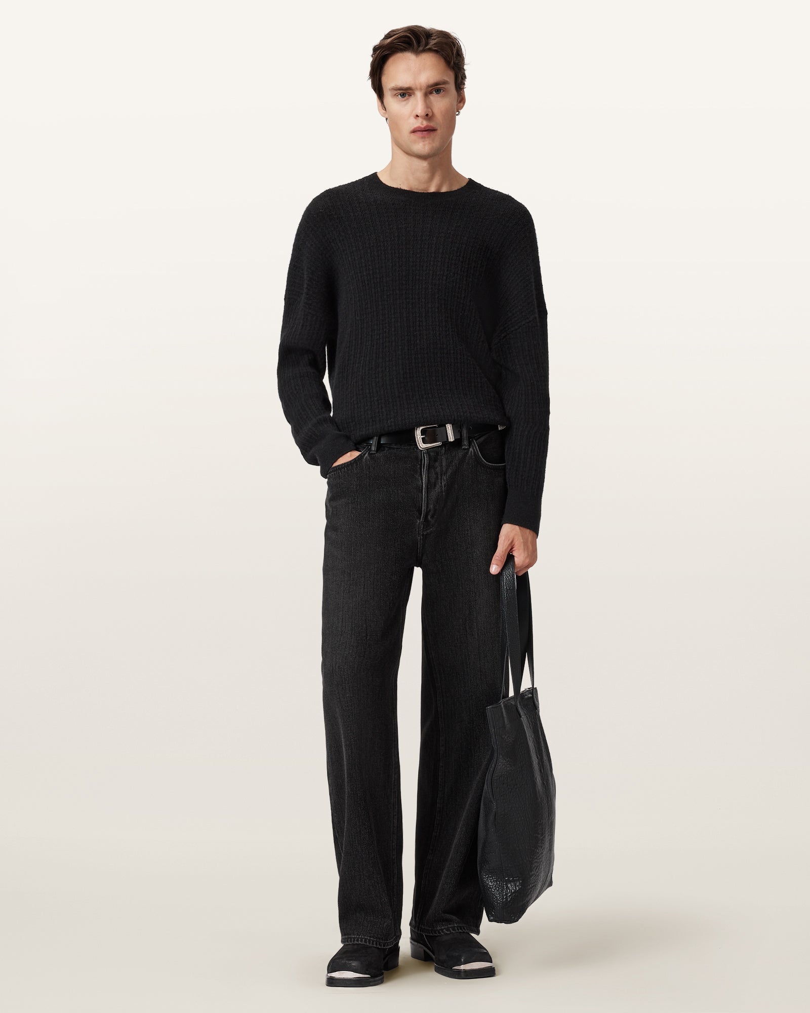 Black Color Jakob Crew Knit from AllSaints