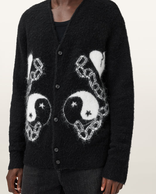 BLACK/CHALK WHITE Color Reflection Cardigan from AllSaints