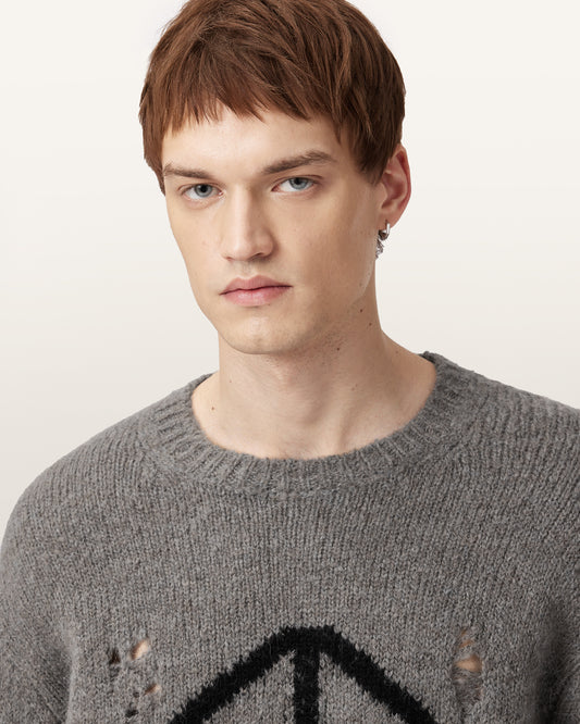 Gunmetal Grey Color Message Crew Knitwear from AllSaints