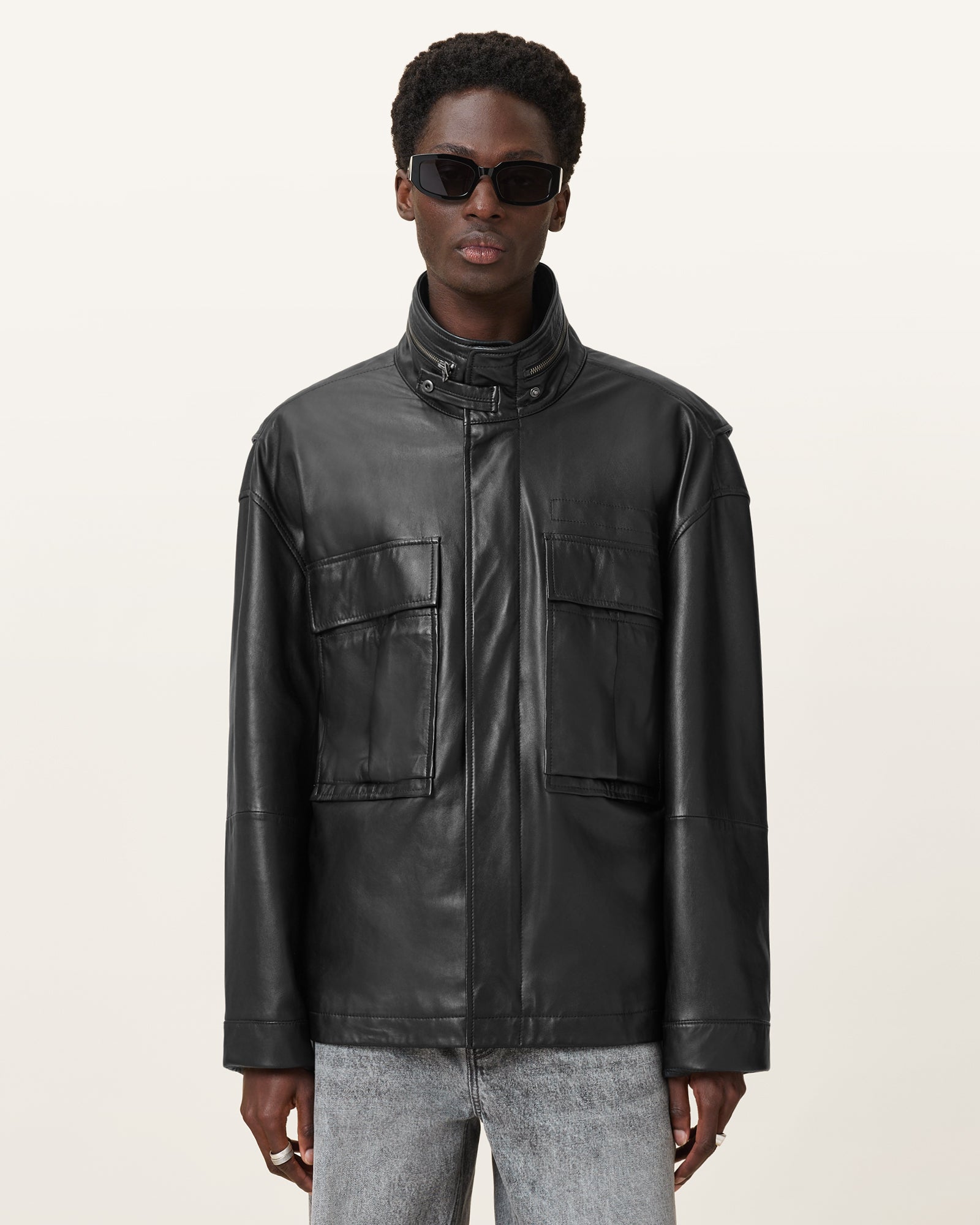 Black Color Halton Leather Jacket from AllSaints