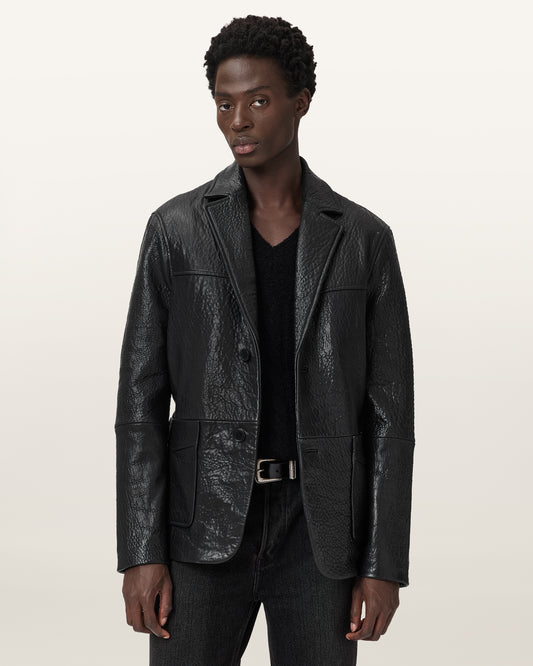 Black Color Shadwell Leather Blazer from AllSaints