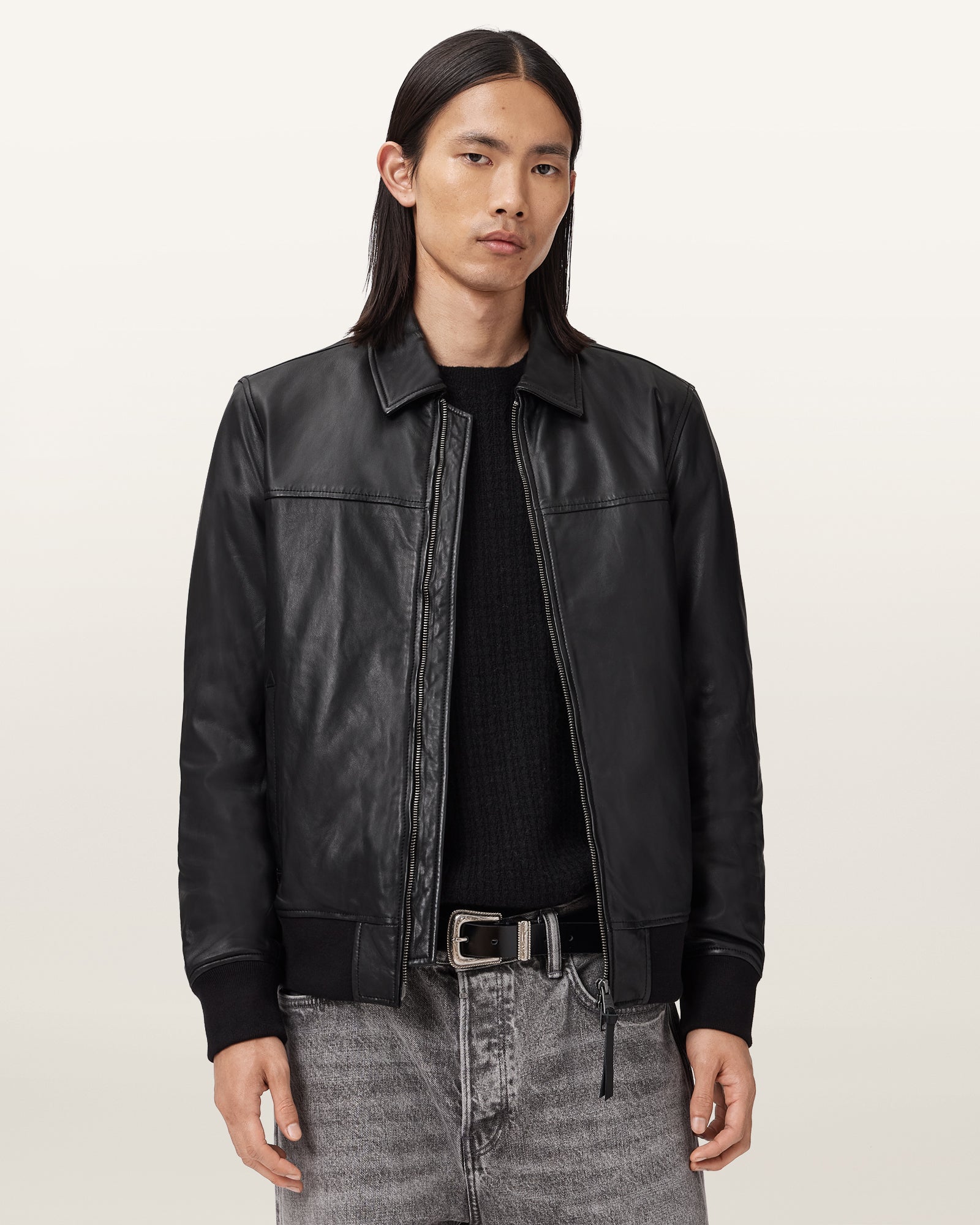 Black Color Rashford Leather Jacket from AllSaints