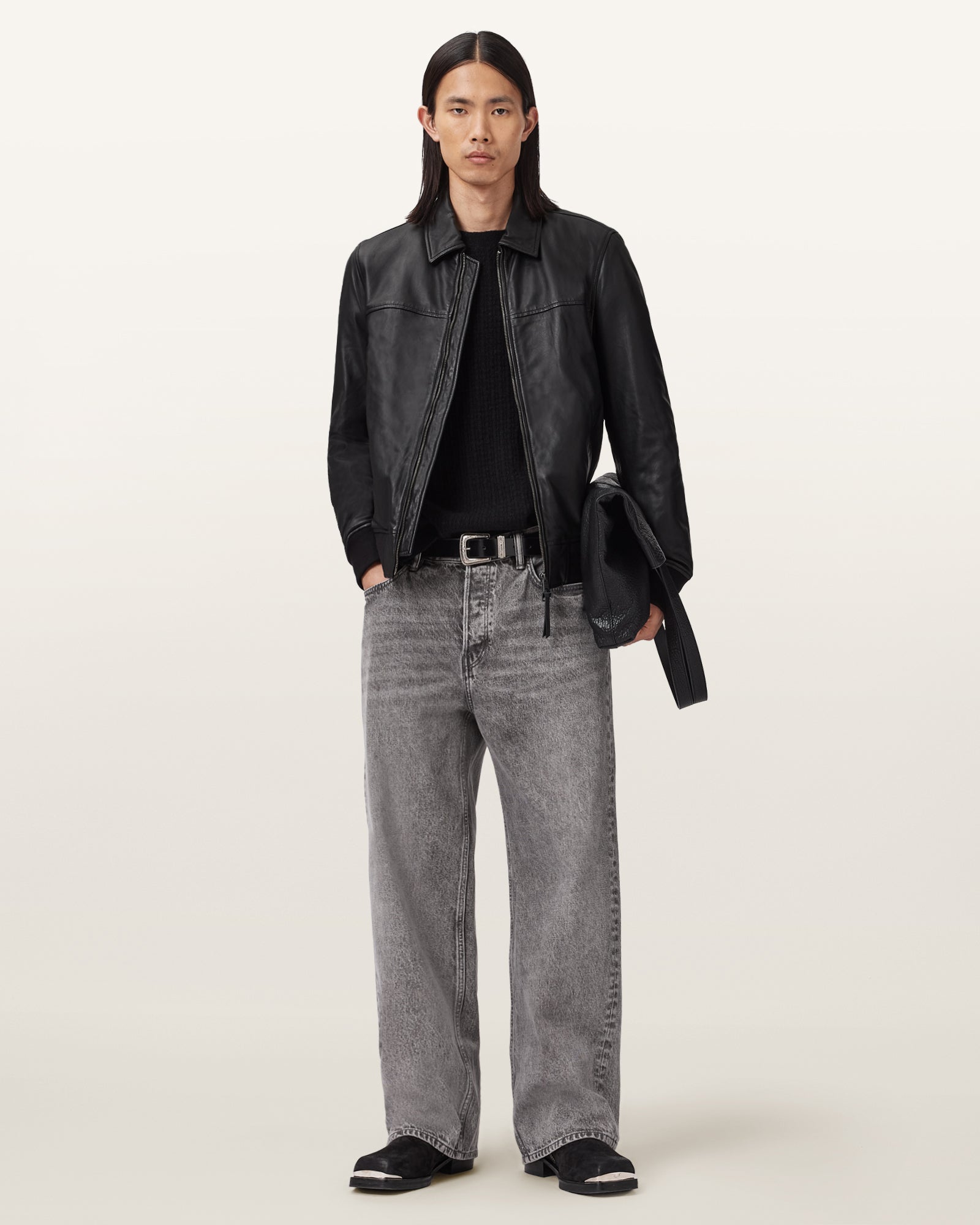 Black Color Rashford Leather Jacket from AllSaints