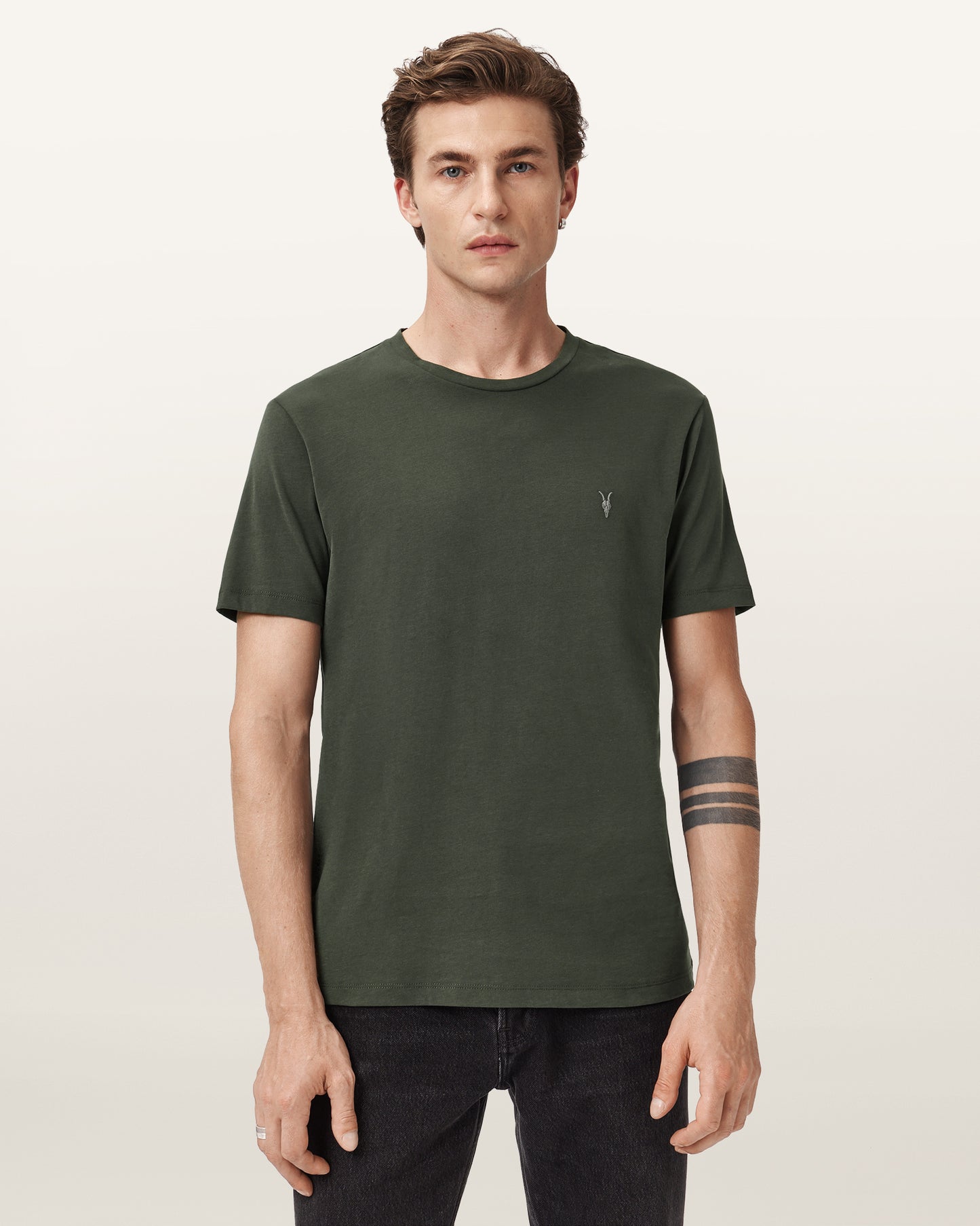 DUFFEL GREEN Color Brace SS Crew from AllSaints