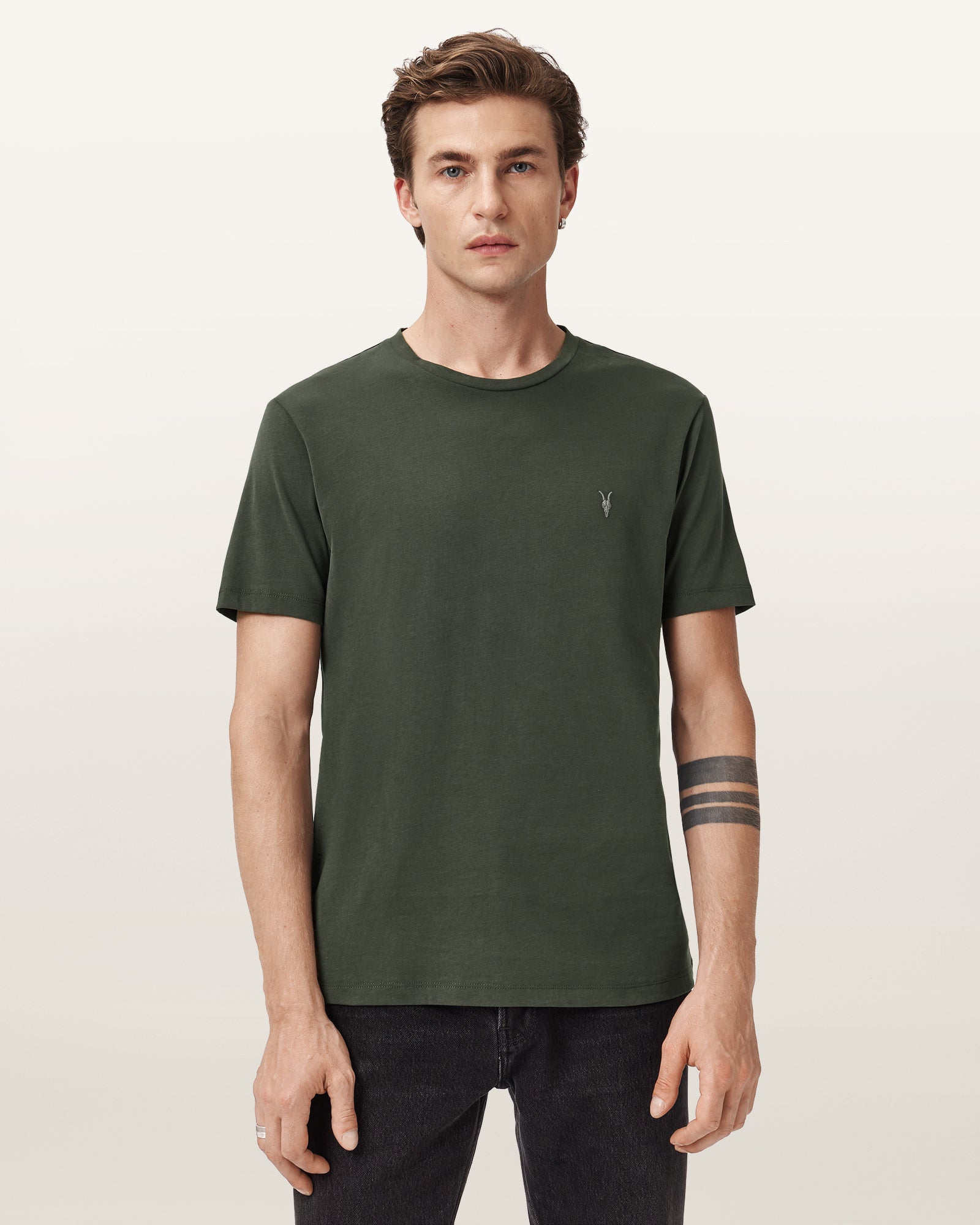 DUFFEL GREEN Color Brace SS Crew from AllSaints
