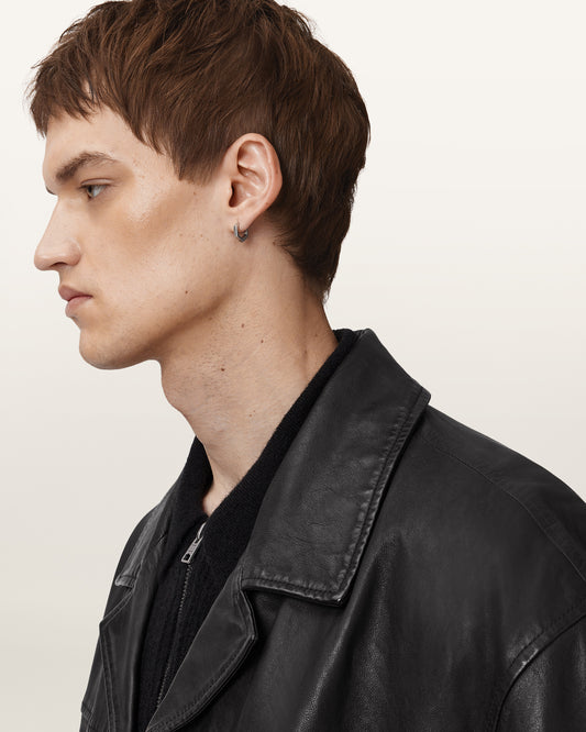 Black Color Bradwell Leather Coat from AllSaints