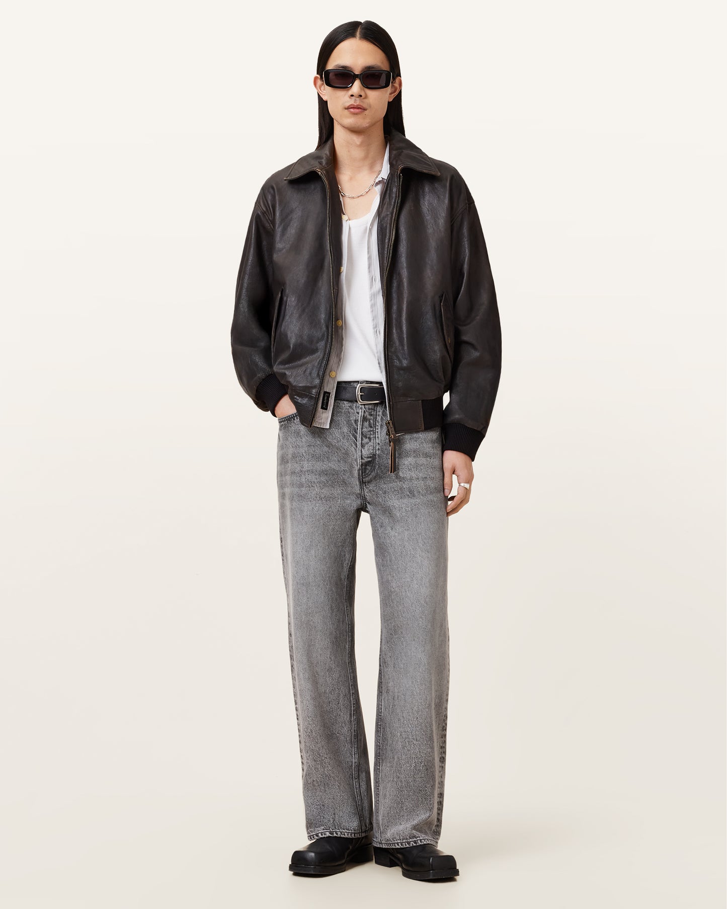 Marco Oversized Bomber Halton Leather Jacket