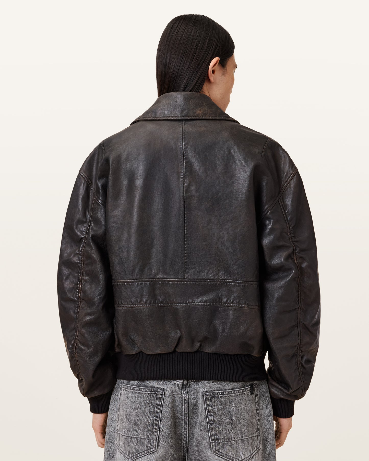 Marco Oversized Bomber Halton Leather Jacket
