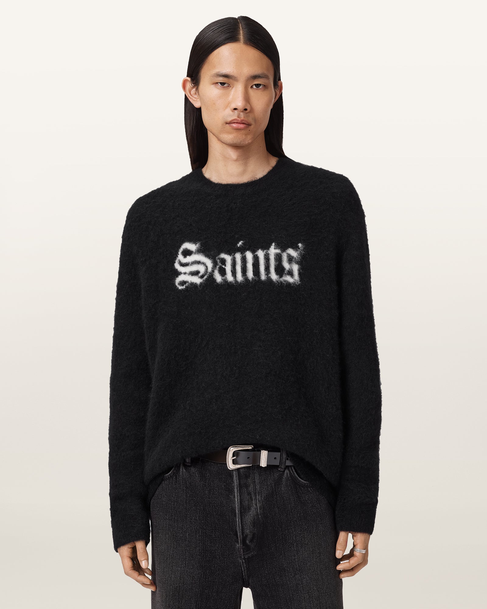 BLACK/CHALK WHITE Color Saints Crew Knitwear from AllSaints