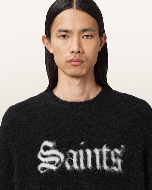 BLACK/CHALK WHITE Color Saints Crew Knitwear from AllSaints