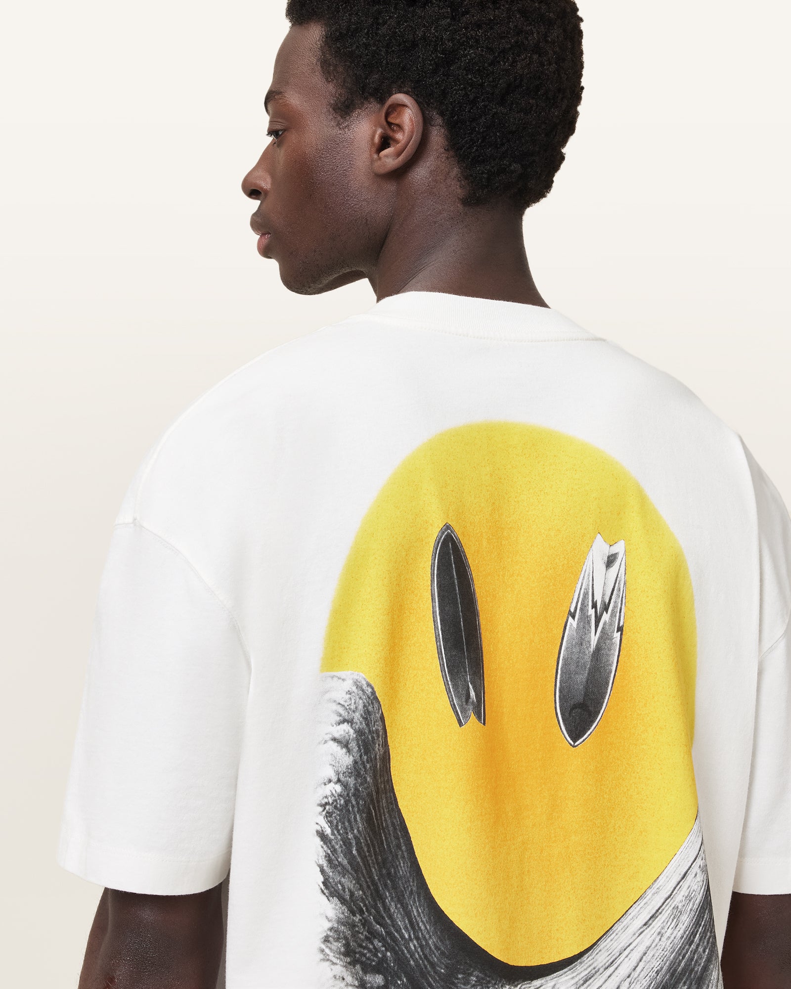 Chalk White Color Party Wave SS Crew from AllSaints