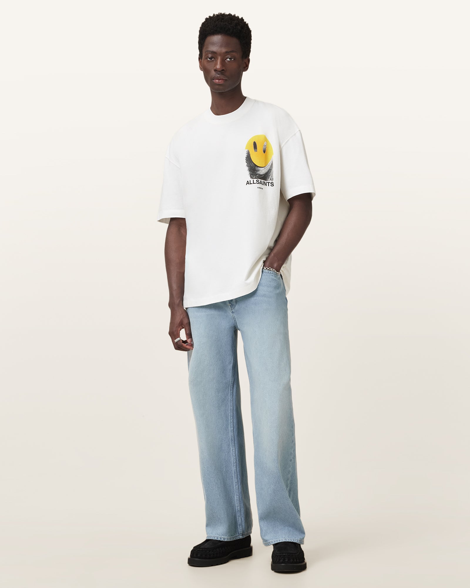 Chalk White Color Party Wave SS Crew from AllSaints