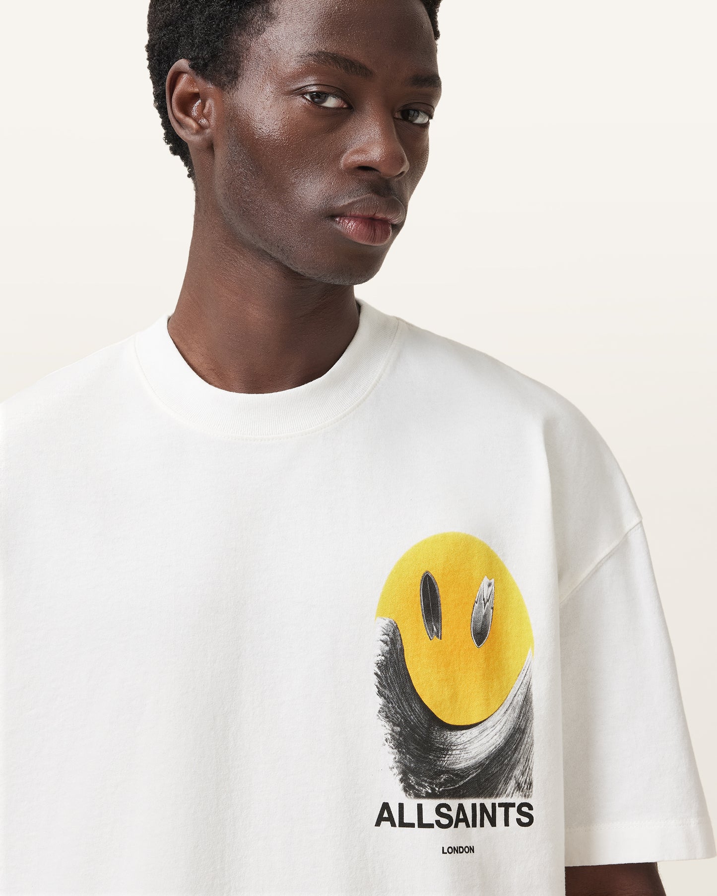 Chalk White Color Party Wave SS Crew from AllSaints