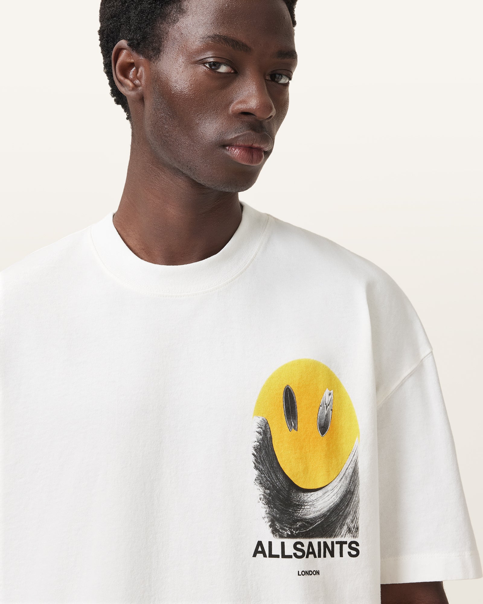 Chalk White Color Party Wave SS Crew from AllSaints