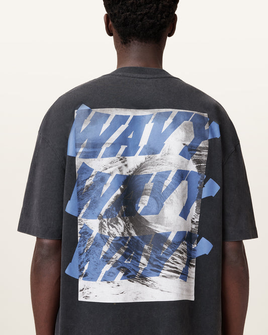 Washed Black Color Wavy SS Crew from AllSaints