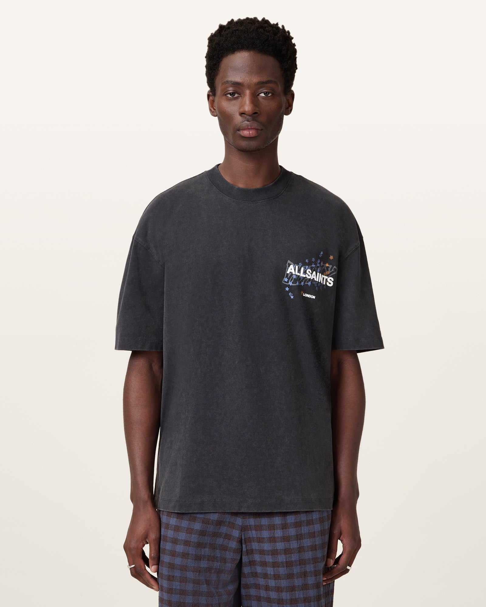 Washed Black Color Wavy SS Crew from AllSaints
