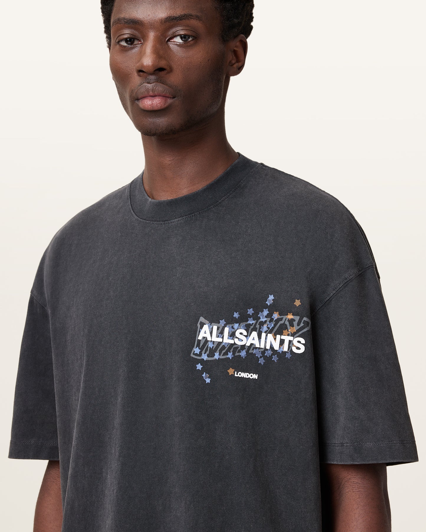Washed Black Color Wavy SS Crew from AllSaints
