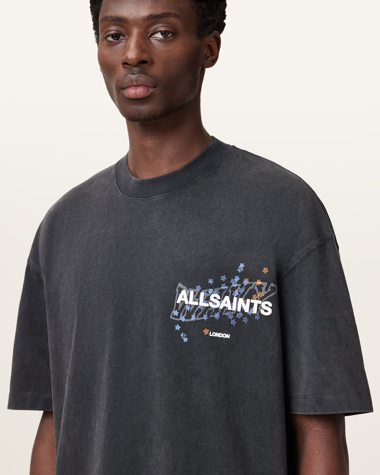 Washed Black Color Wavy SS Crew from AllSaints