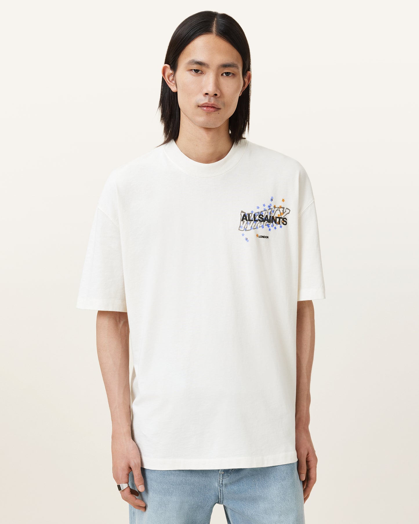 Chalk White Color Wavy SS Crew from AllSaints