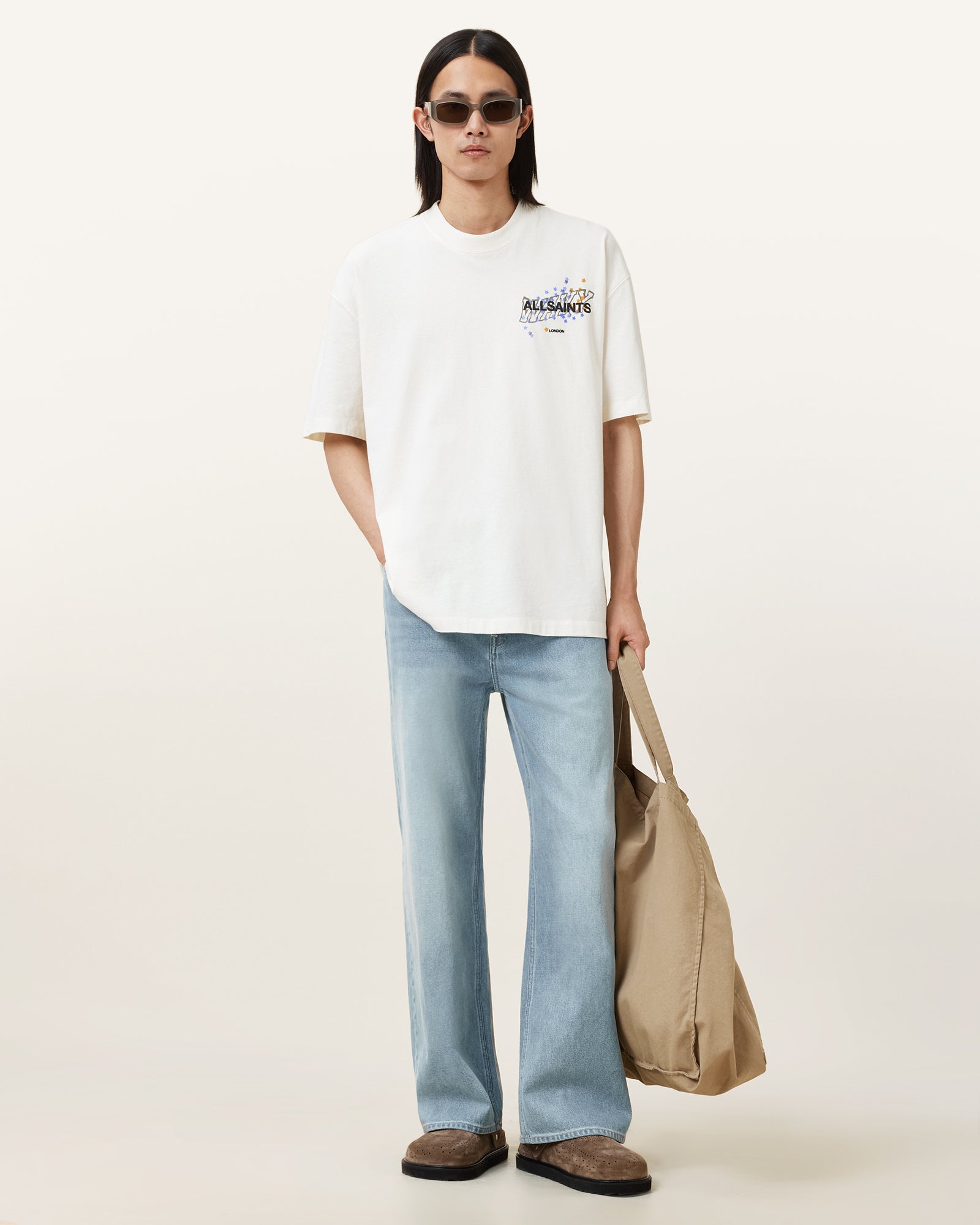 Chalk White Color Wavy SS Crew from AllSaints