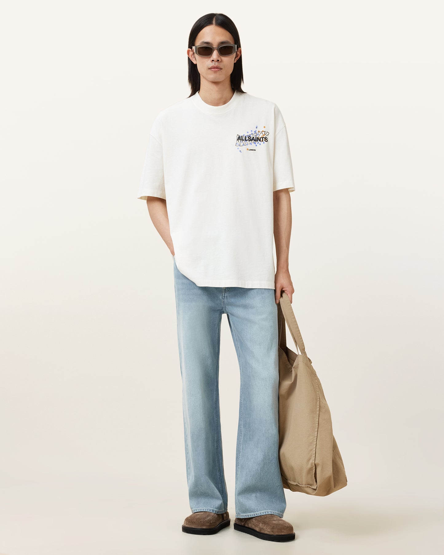 Chalk White Color Wavy SS Crew from AllSaints