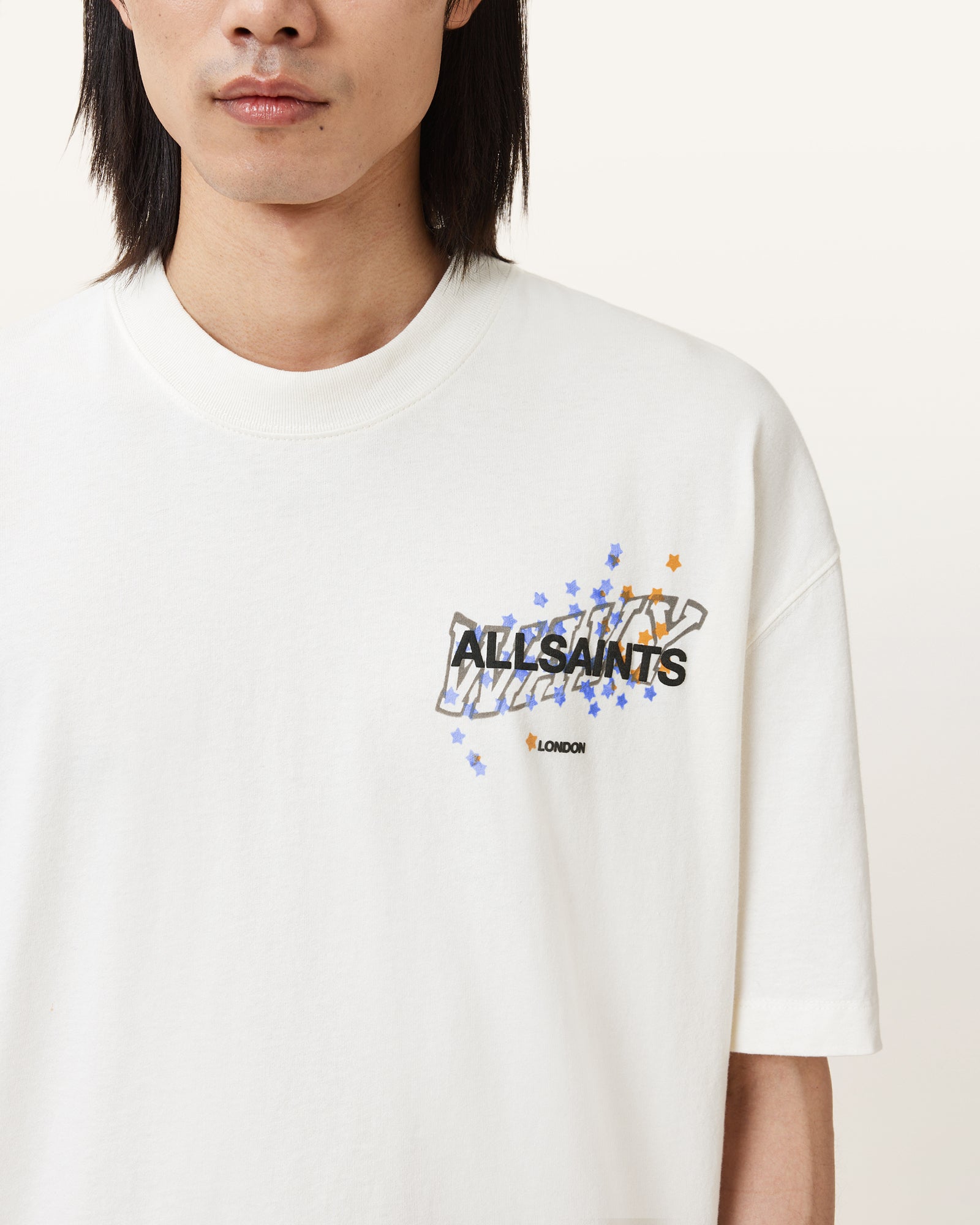 Chalk White Color Wavy SS Crew from AllSaints