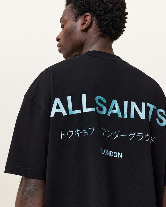 JET BLACK/BLUE Color Underground SS Crew from AllSaints