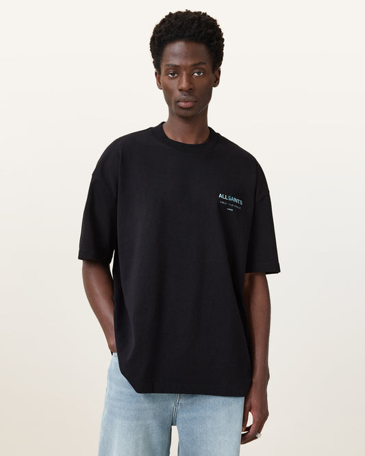JET BLACK/BLUE Color Underground SS Crew from AllSaints