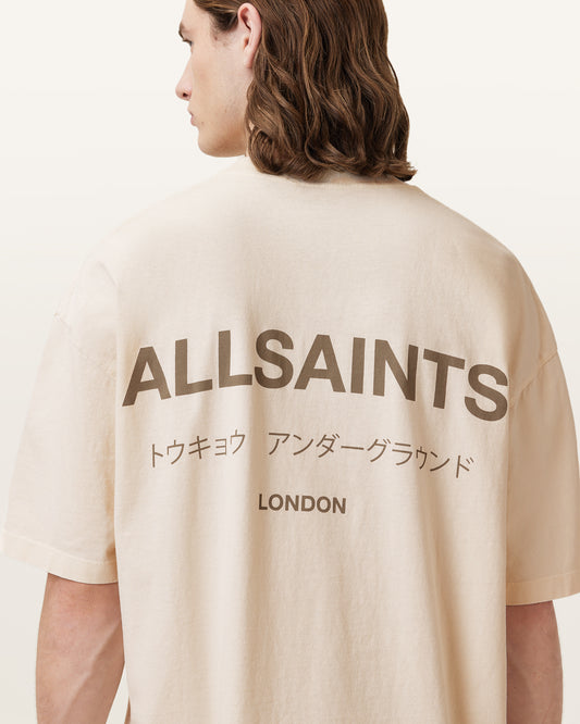 SANDY WHITE Color Underground SS Crew from AllSaints