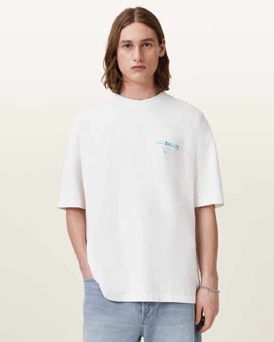 ASHEN WHITE/BLUE Color Underground SS Crew from AllSaints