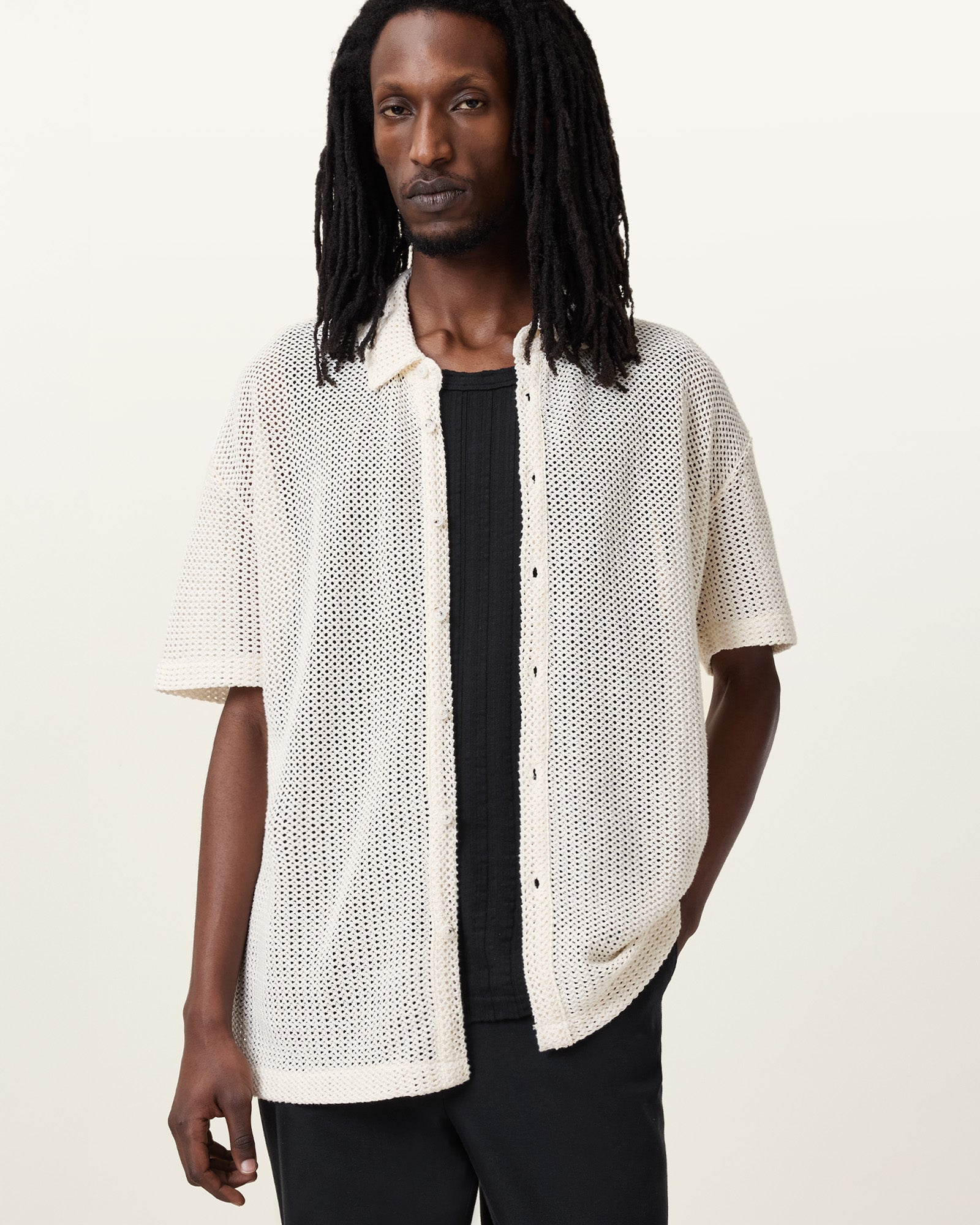 Chalk White Color Munroe SS Shirt from AllSaints