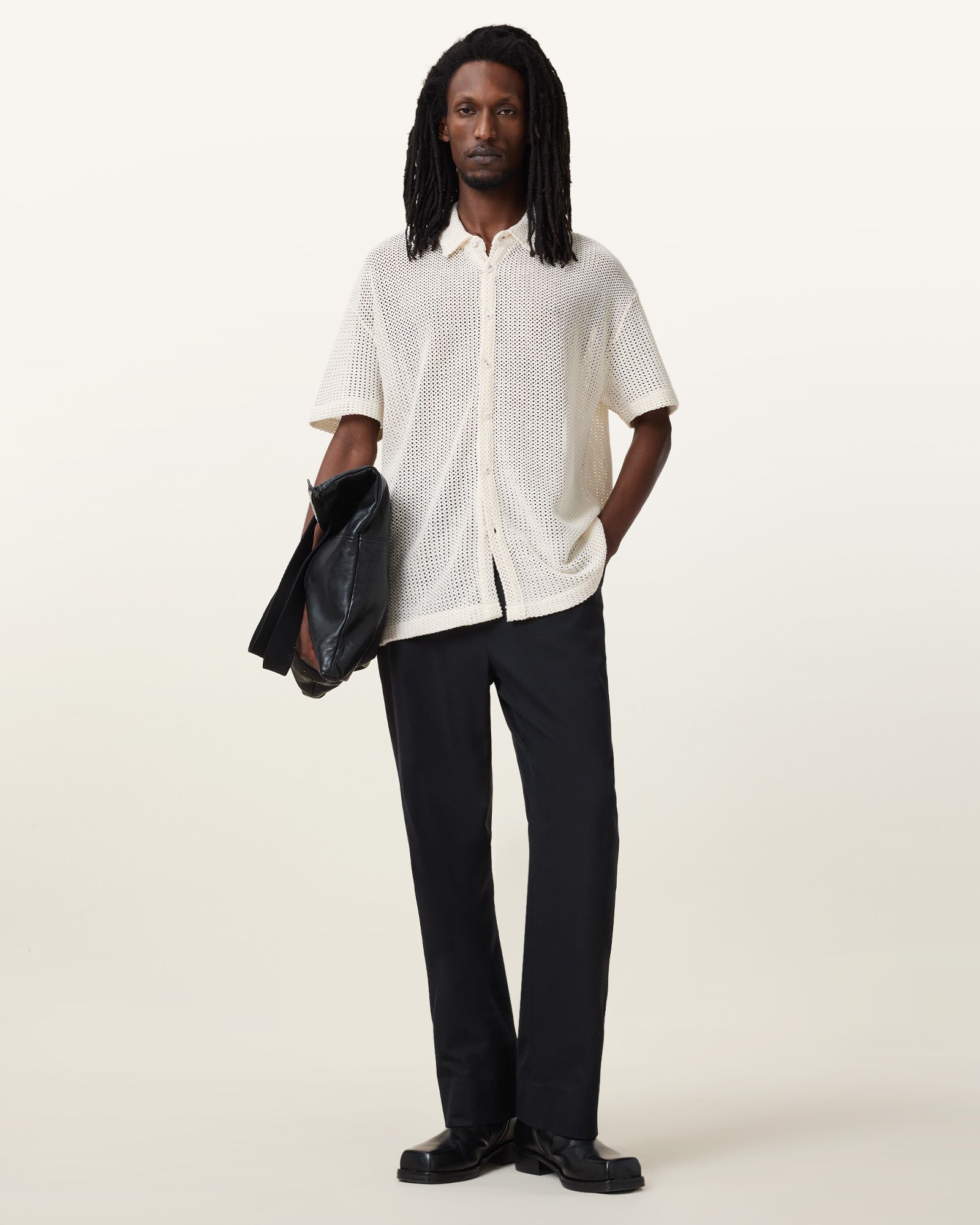 Chalk White Color Munroe SS Shirt from AllSaints