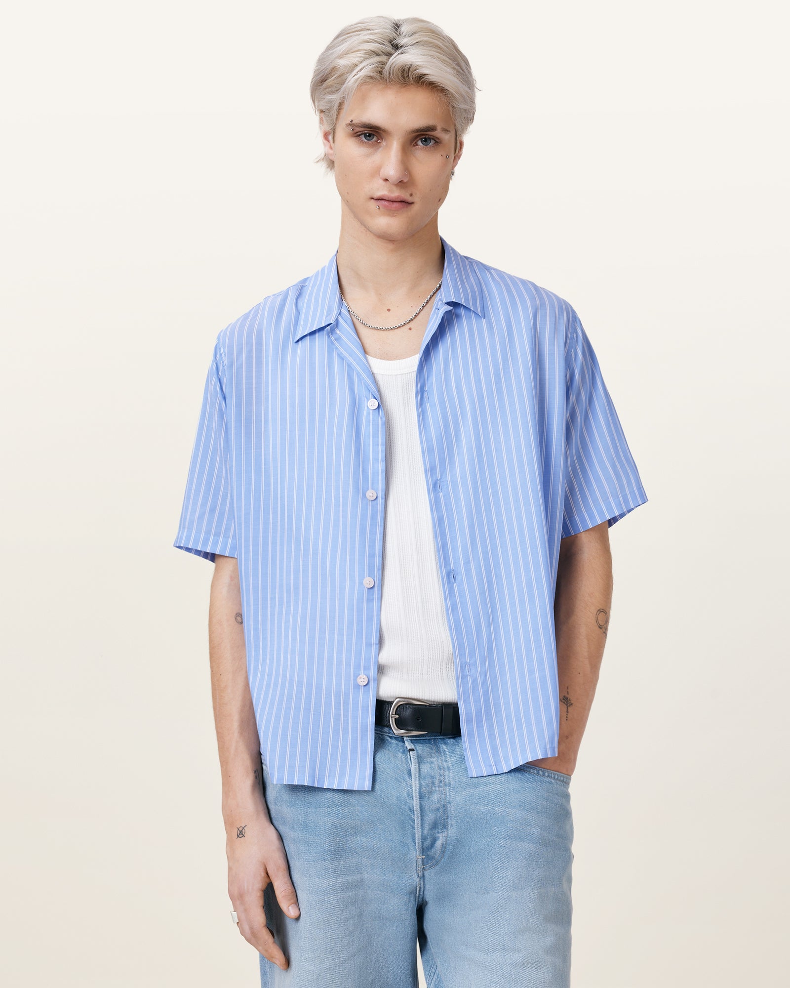 AREO BLUE Color Arran SS Shirt from AllSaints