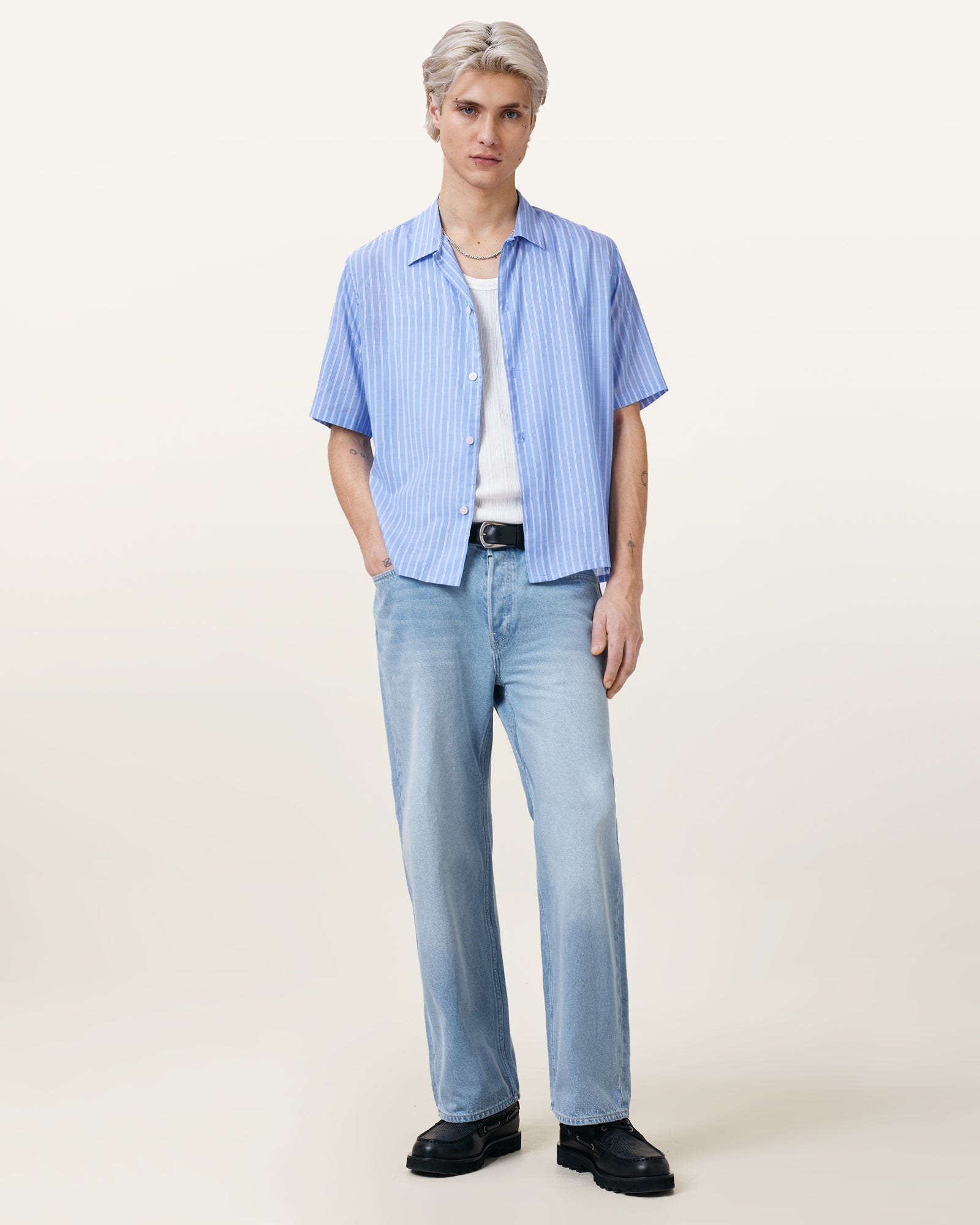 AREO BLUE Color Arran SS Shirt from AllSaints