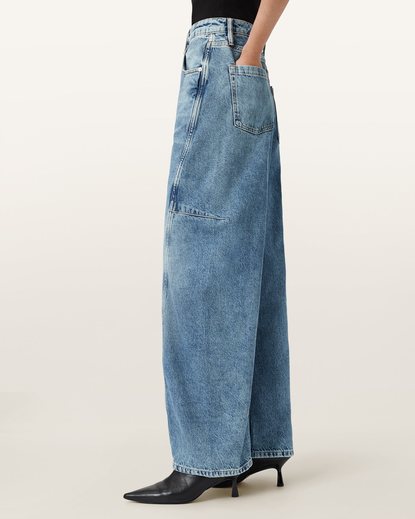 Mid Indigo Color Carter Barrel Jean from AllSaints