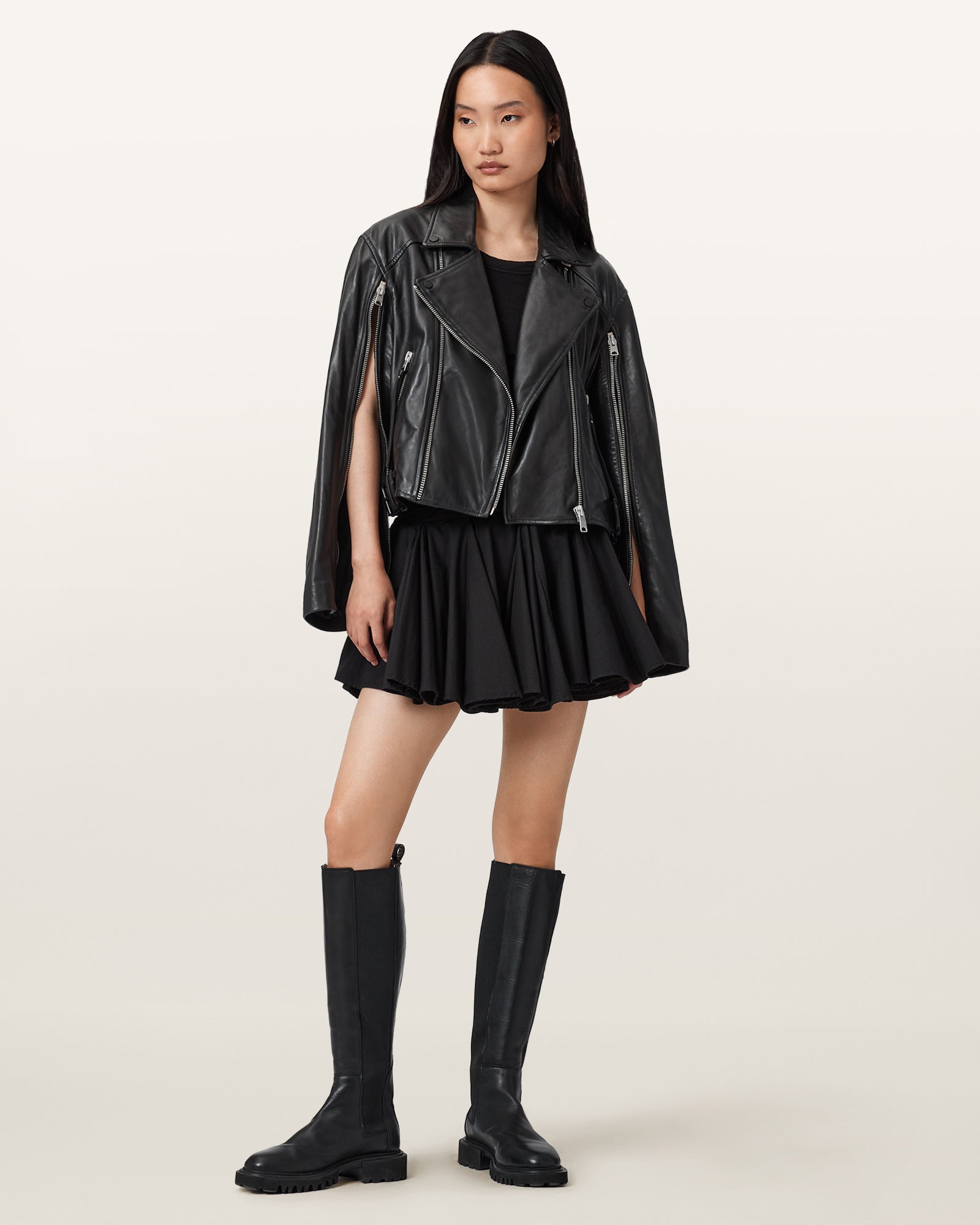 Black Color Masone Leather Biker Jacket from AllSaints