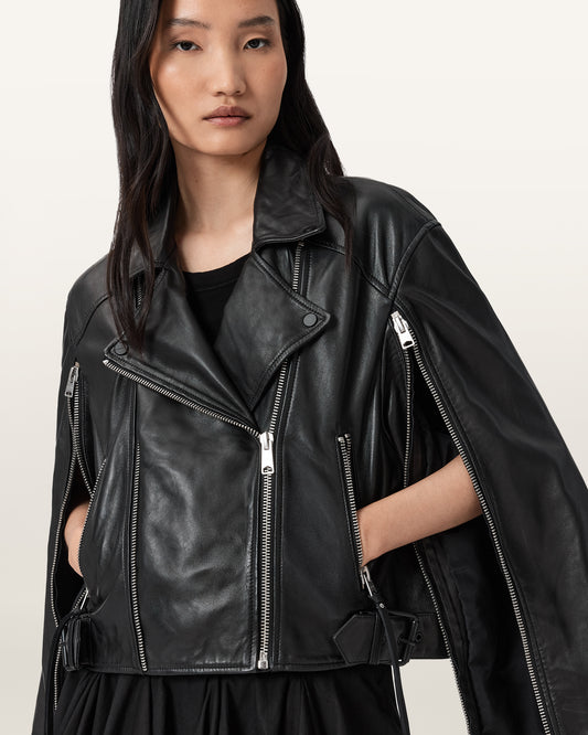 Black Color Masone Leather Biker Jacket from AllSaints
