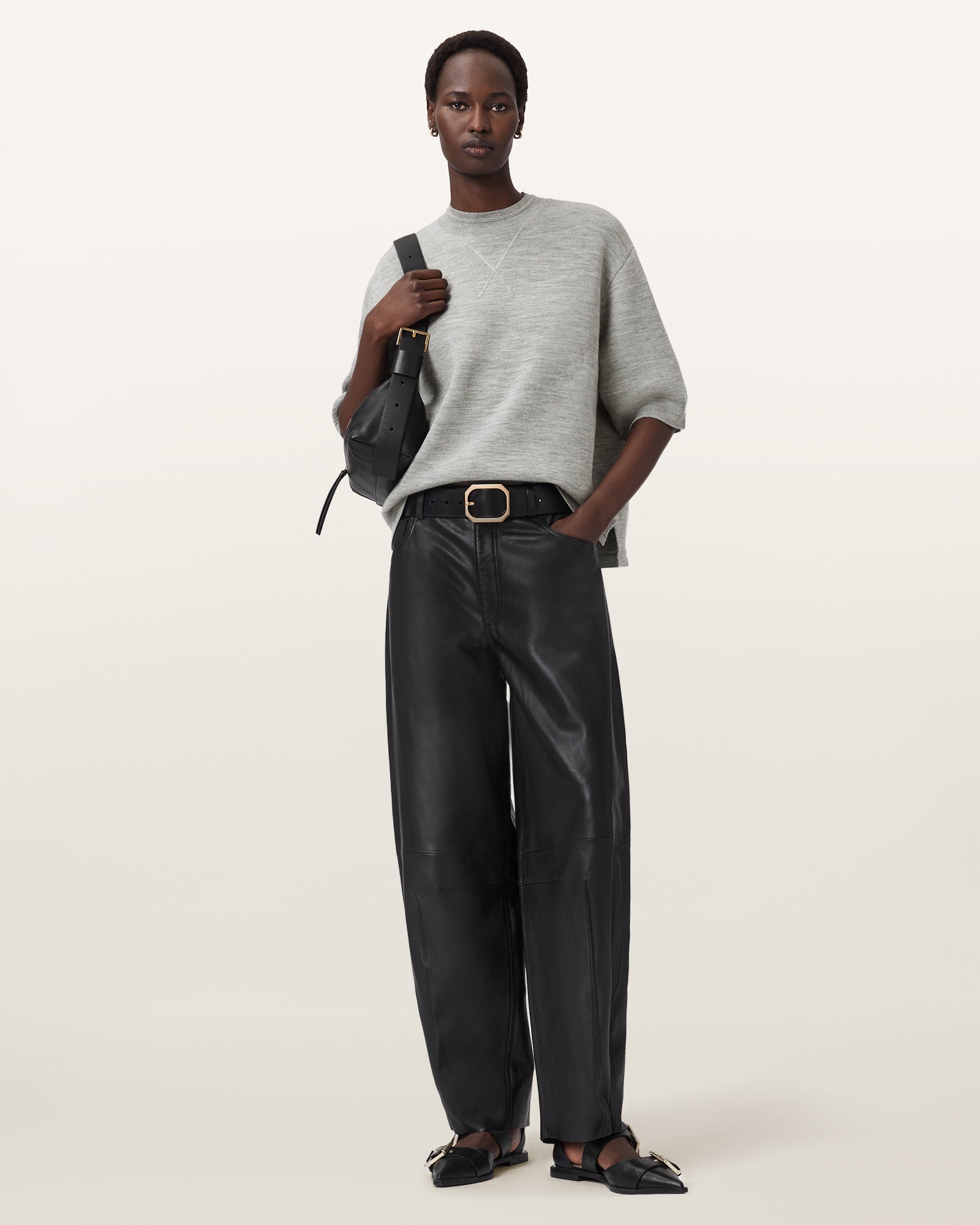 Grey Marl Color Nika Tee from AllSaints