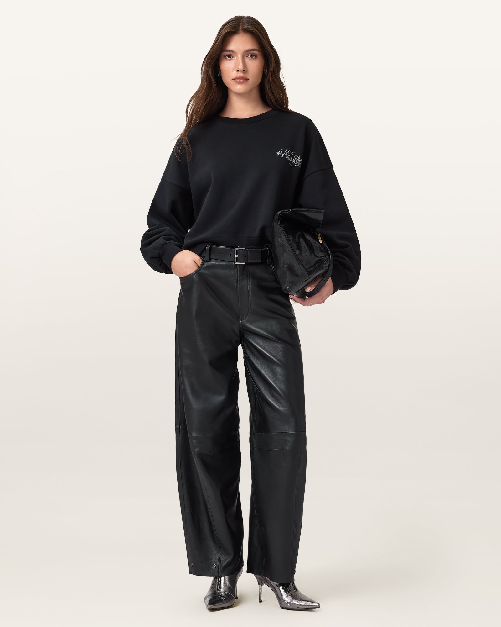 Washed Black Color Reel Lila Sweatshirt from AllSaints