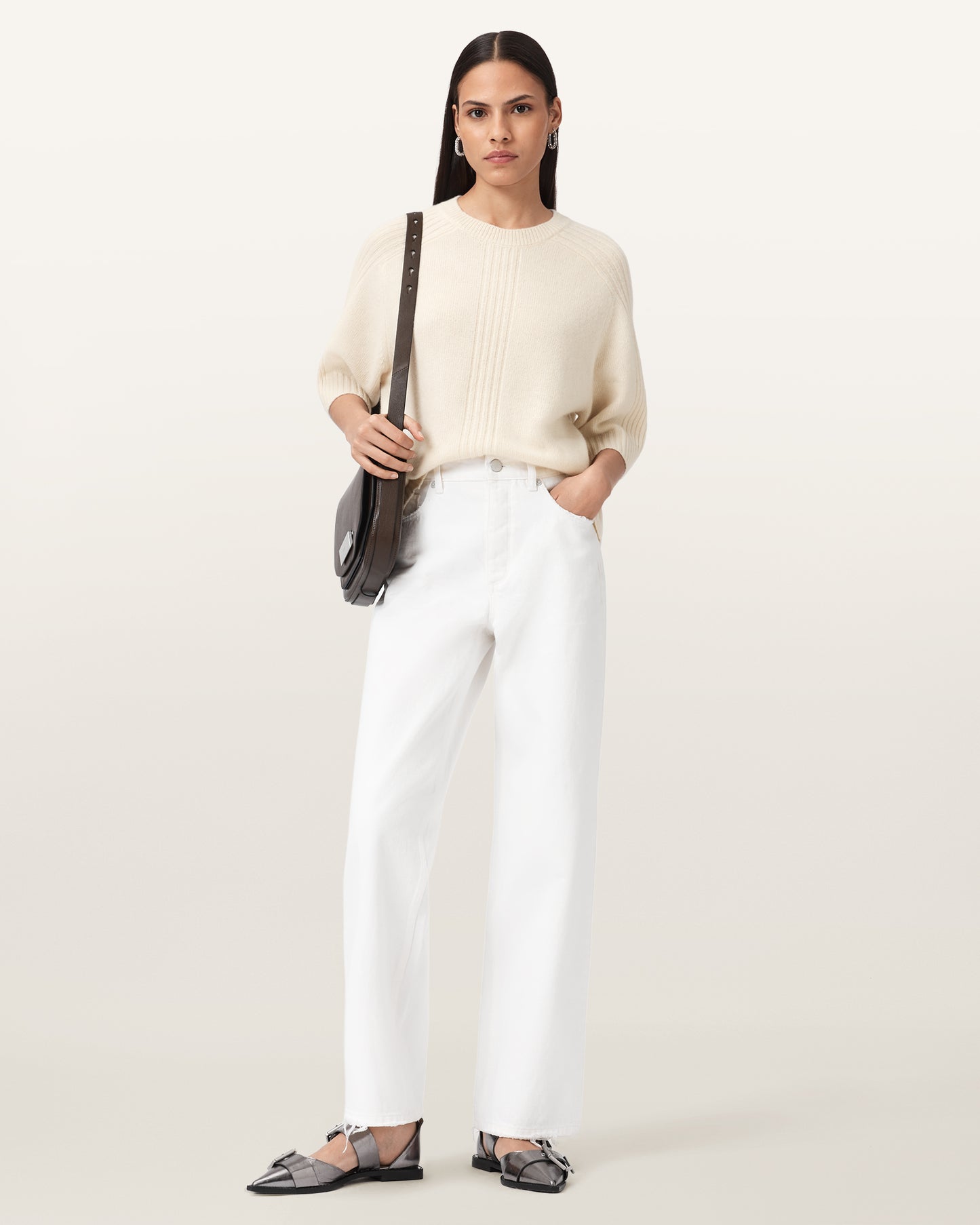 Chalk White Color Nix Tee from AllSaints