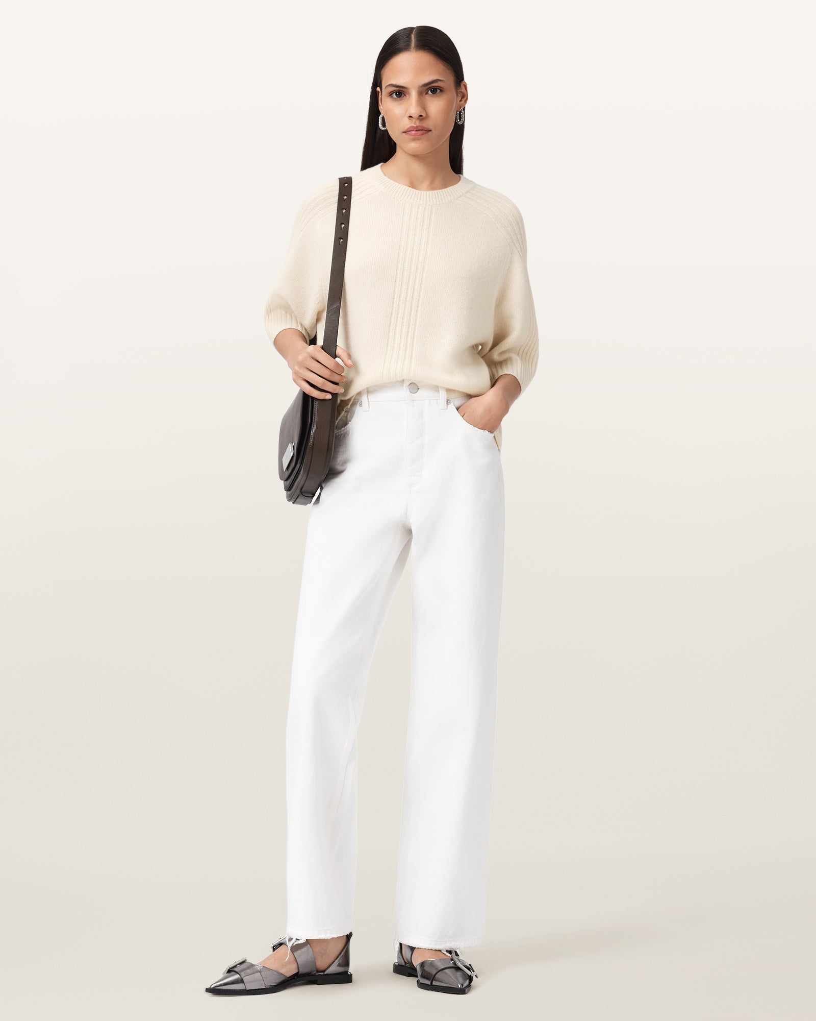 Chalk White Color Nix Tee from AllSaints