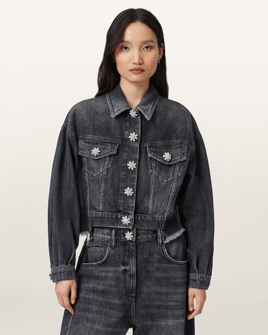 Washed Black Color Beth Denim Jacket from AllSaints
