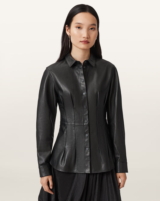 Black Color Larson Leather Shirt from AllSaints