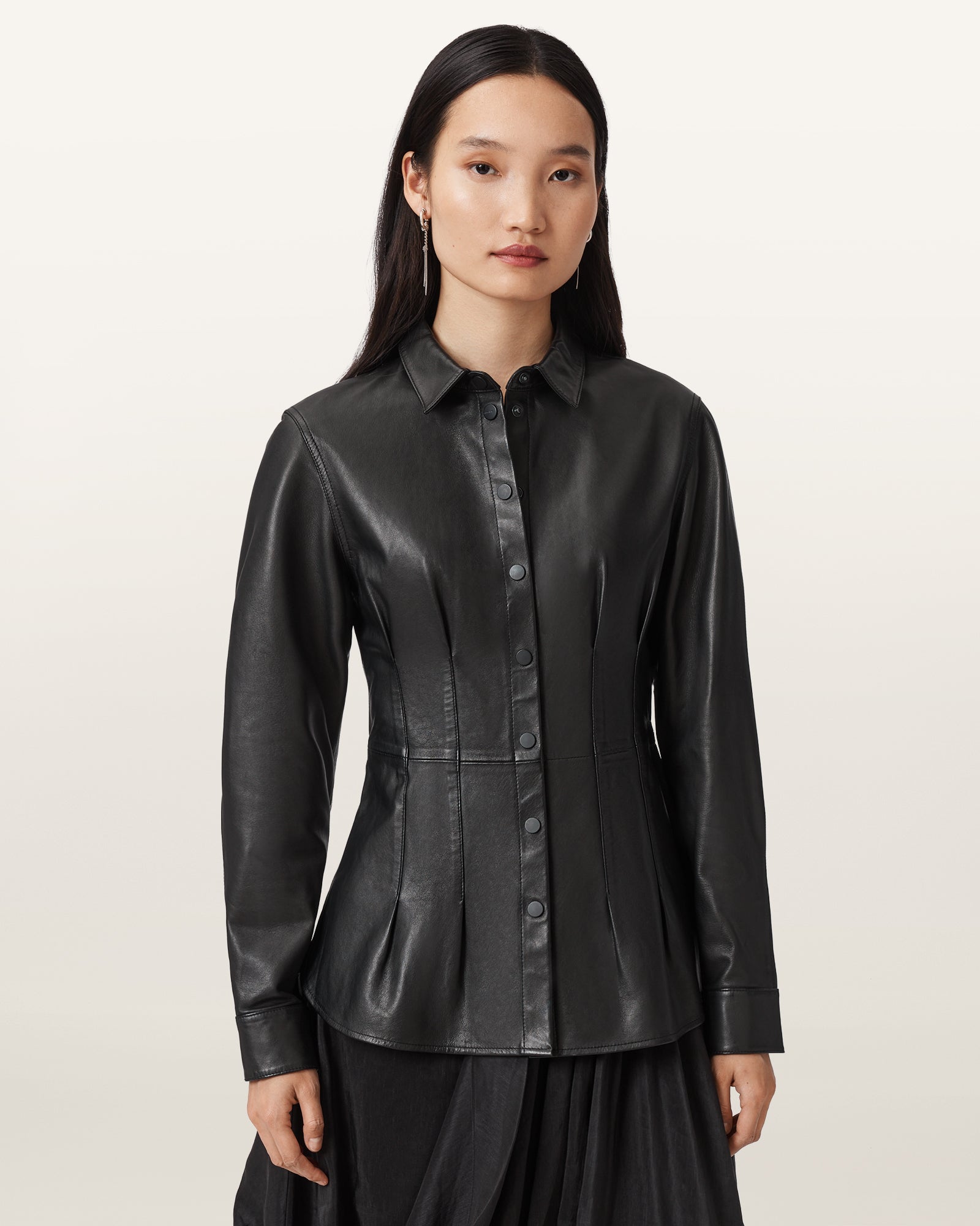 Black Color Larson Leather Shirt from AllSaints