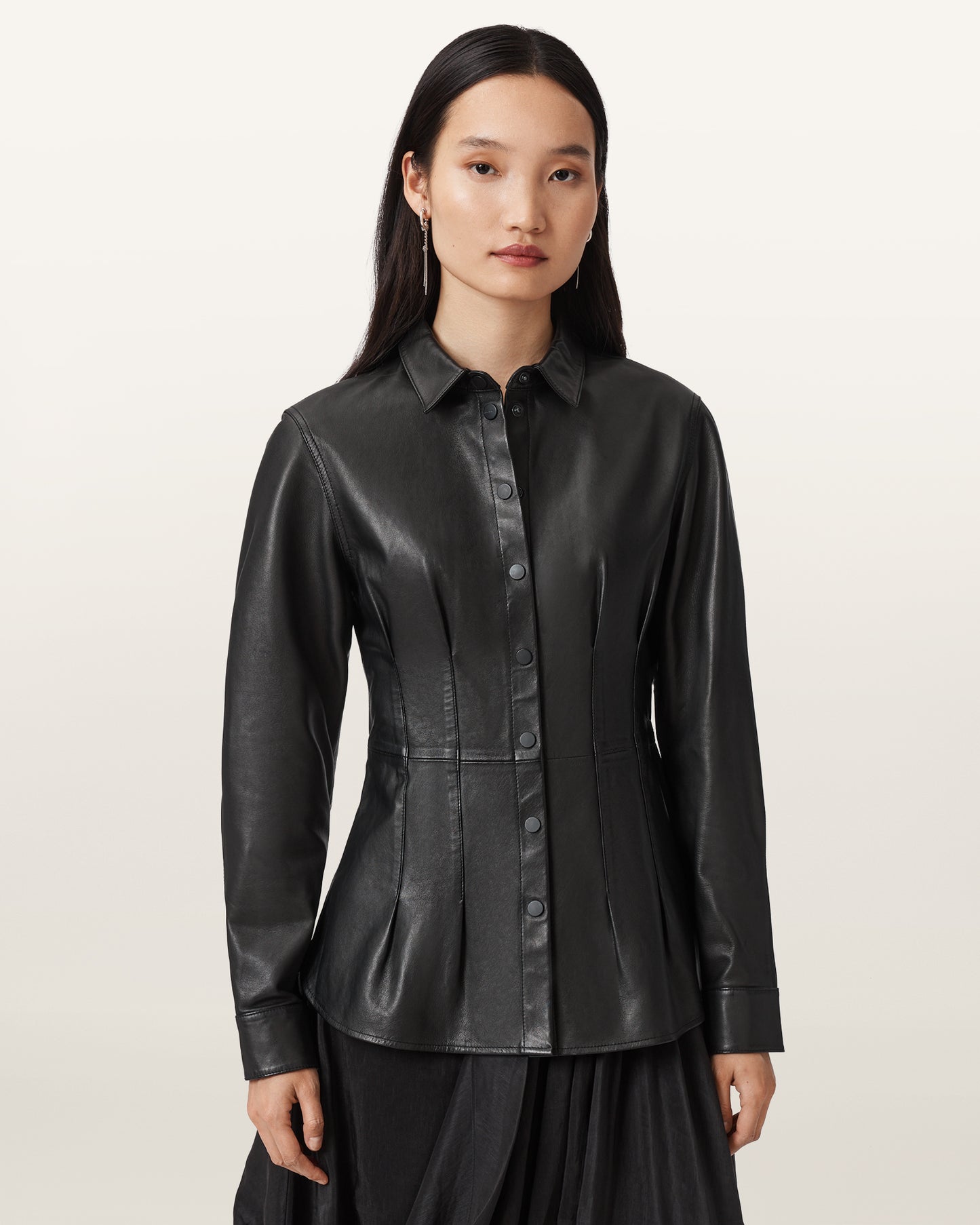 Black Color Larson Leather Shirt from AllSaints