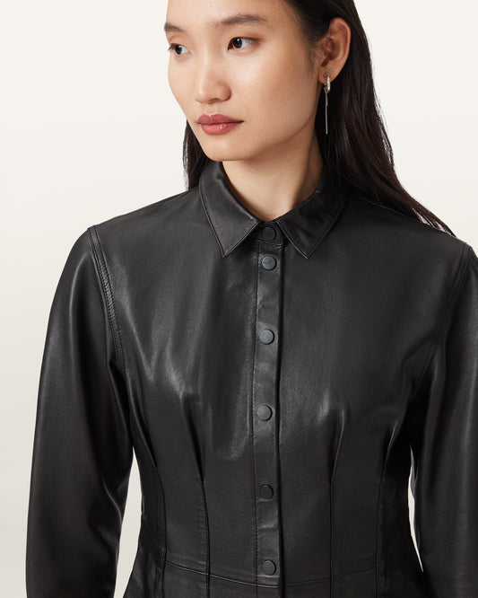 Black Color Larson Leather Shirt from AllSaints