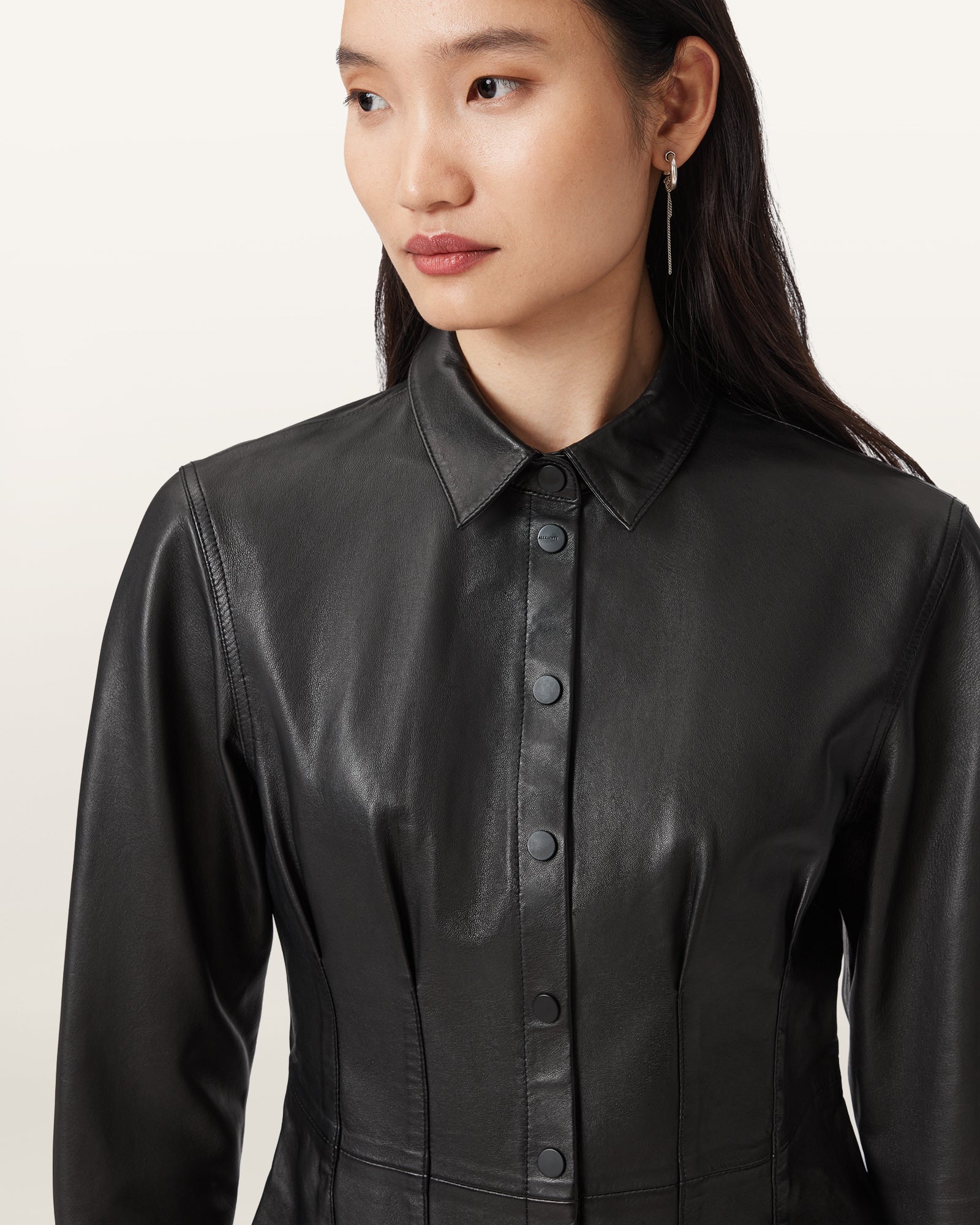 Black Color Larson Leather Shirt from AllSaints